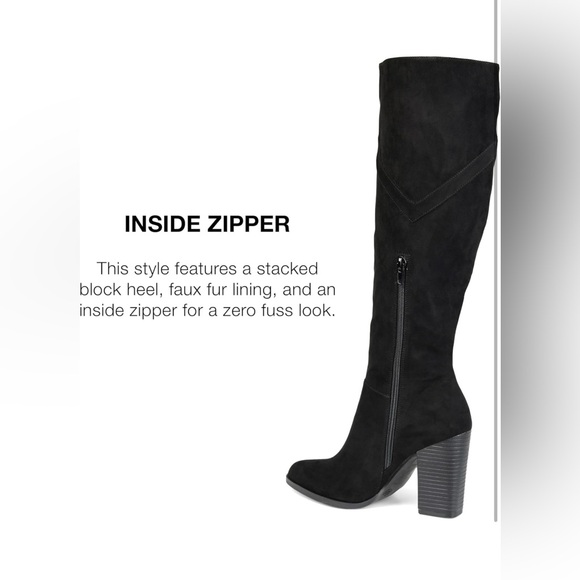 Brinley Co. Womens Detailed Knee High Boot with Faux Suede and Inside - Picture 1 of 4